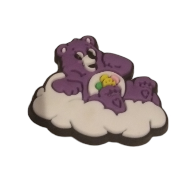 Purple Bear On Cloud Shoe Charm - Picture 1 of 2